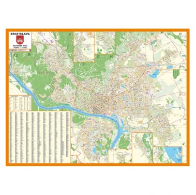 Bratislava - plán mesta, 160 x 120 cm