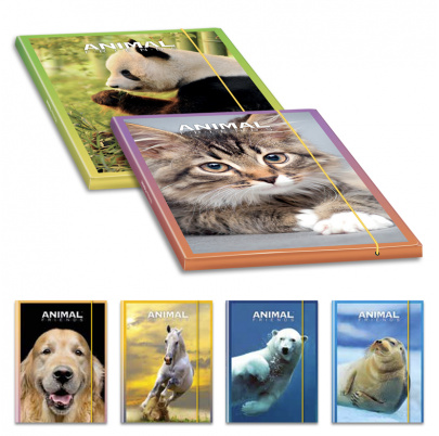 3-klopové kartónové dosky na spisy ANIMAL FRIENDS eko - 6 ks