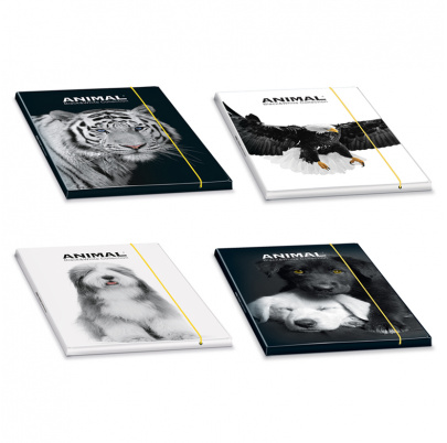 3-klopové kartónové dosky na spisy ANIMAL FRIENDS bw - 4 ks