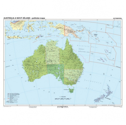 Austrália a Nový Zéland - všeobecnogeografická/politická