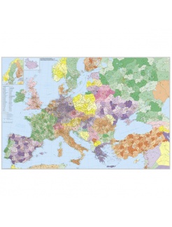 Európa - cestná sieť + PSČ 135 x 100 cm