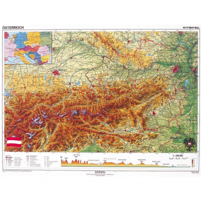 Rakúsko / Švajčiarsko - všeobecnogeografická, v NJ (A3)