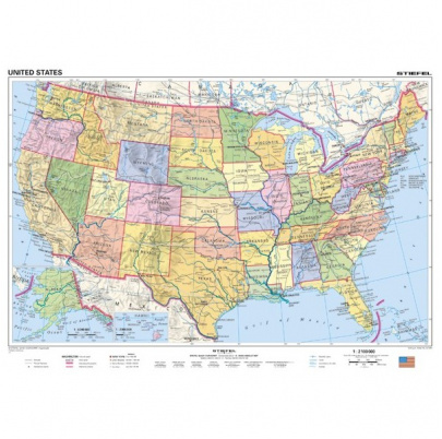 USA - všeobecnogeografická/politická, v AJ