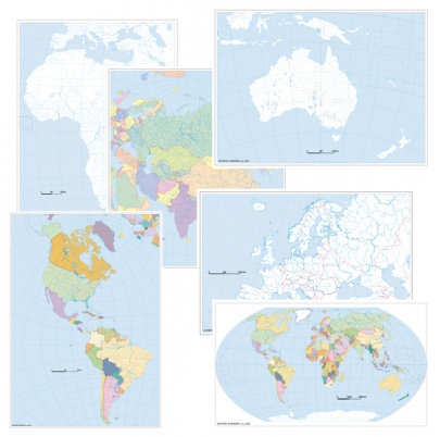 Pracovné mapy - svet a kontinenty (SML)