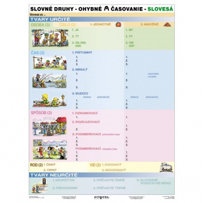 Slovné druhy - časovanie (A4)