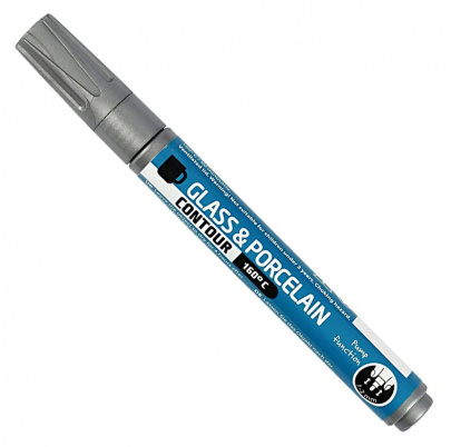 Kontúrovacia fixka na sklo a porcelán - nepriehľadná, strieborná